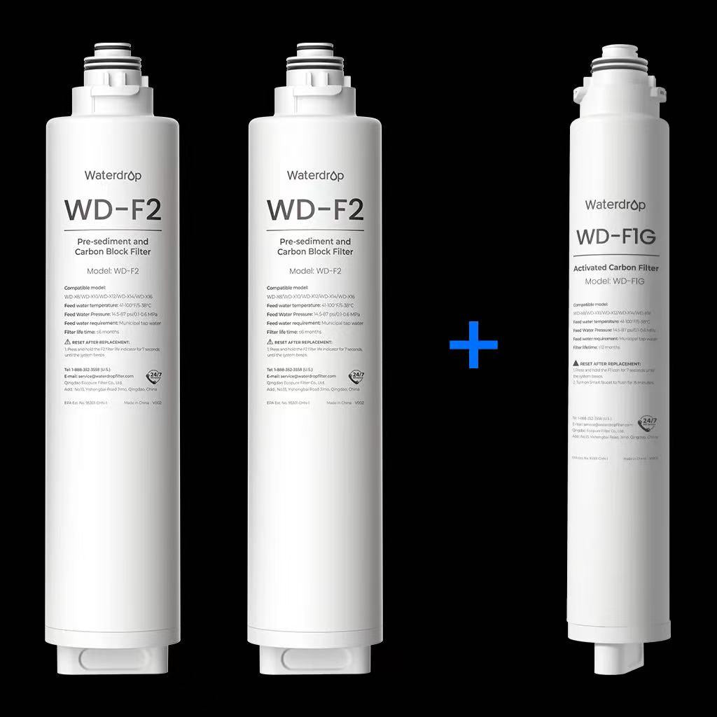 1 year Replacement Filter Combo Set for Waterdrop X8 RO System