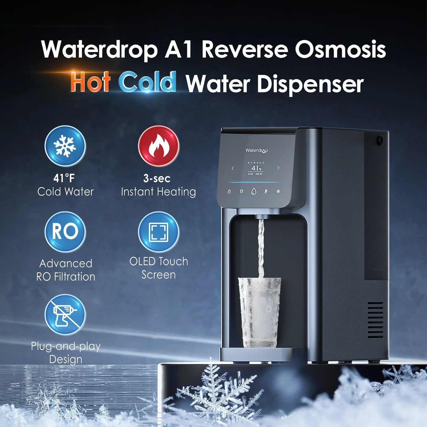 Waterdrop Reverse Osmosis Hot Cold Water Dispenser, A1